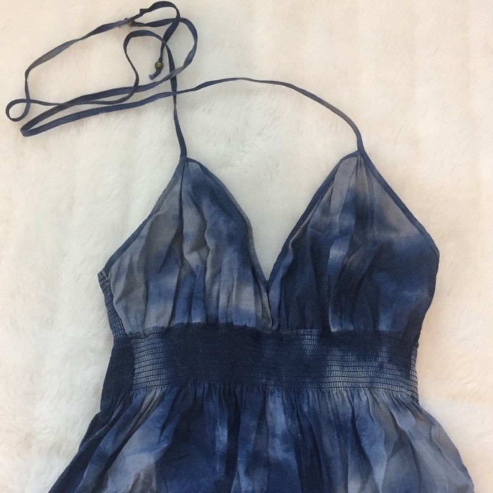 New York & Company Blue Tie Dye Maxi Dress